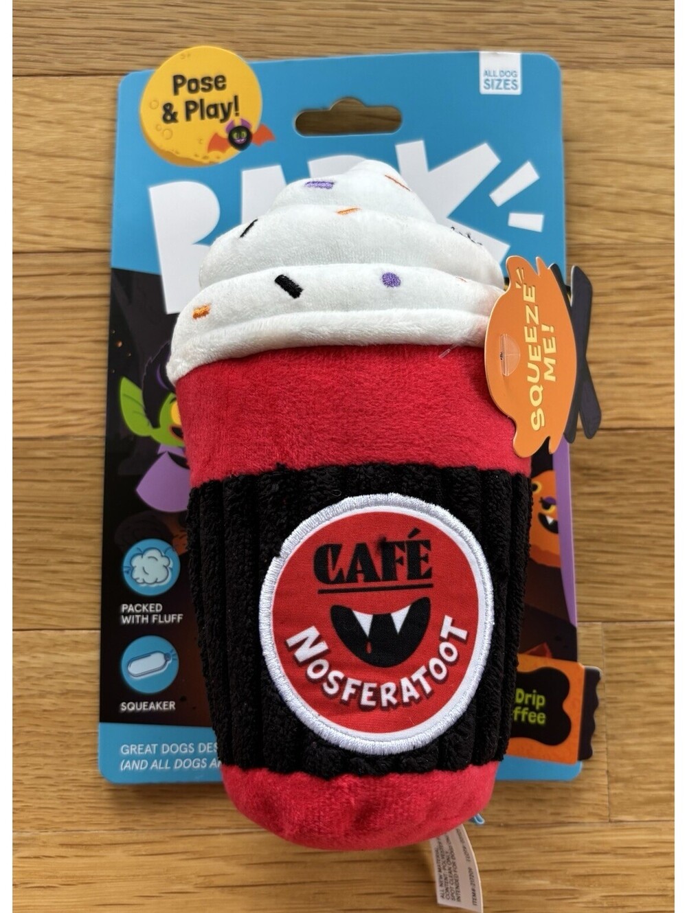 BARK Afraid of the Bark Cafe Nosferatoot IV Drip Coffee Dog Toy Halloween NWT